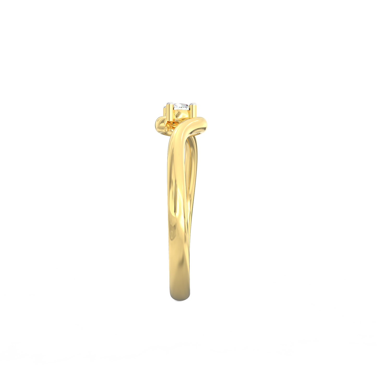Whirl Whisper Solitaire Ring in Silver with Micron Gold Finish