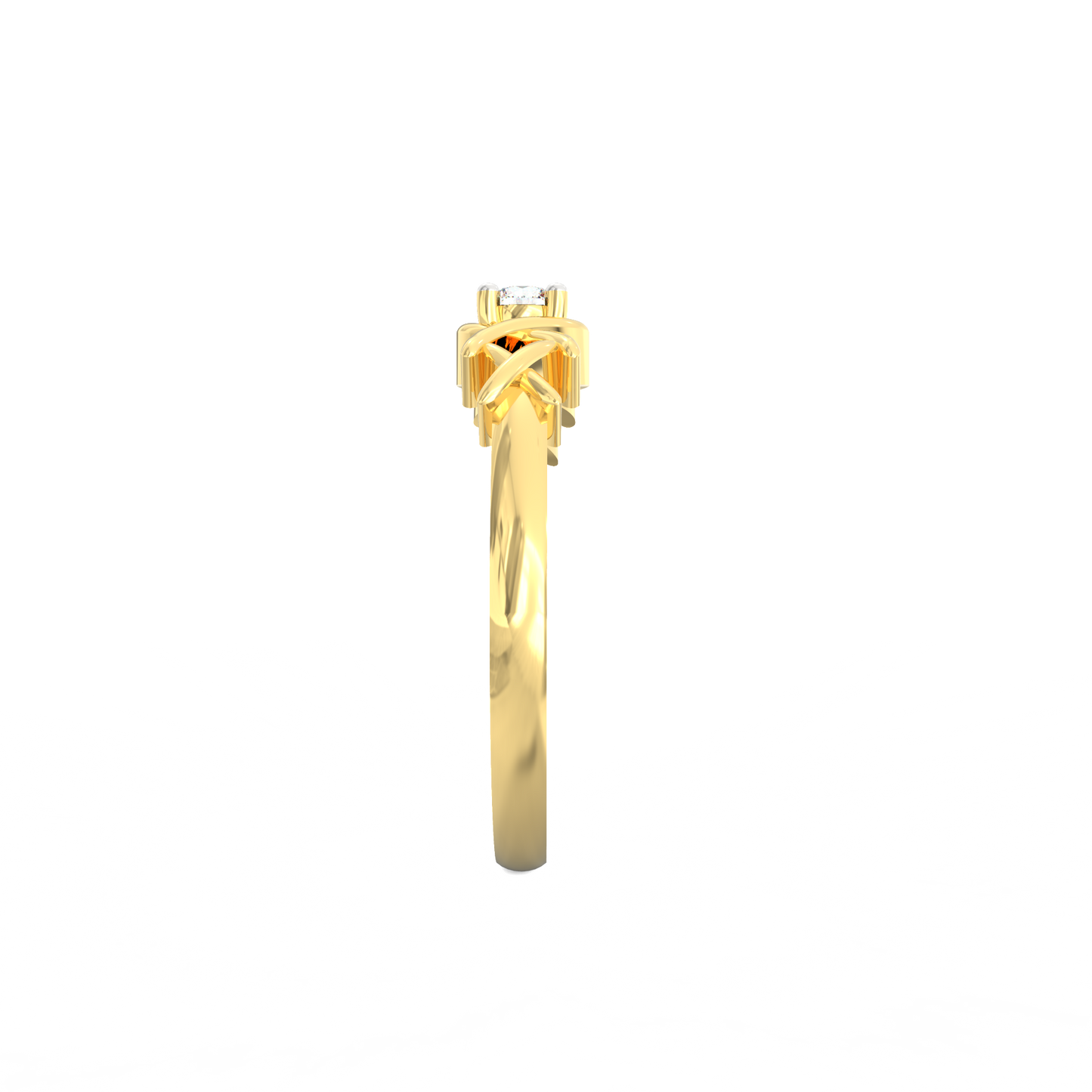 Twist Lace Solitaire Ring in 925 Silver and 18K Gold Plated