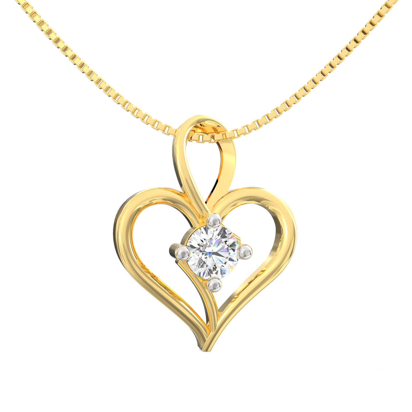 Heartfelt Solitaire Pendant in 18K Micron Plated Gold with 0.22 Ct Diamond