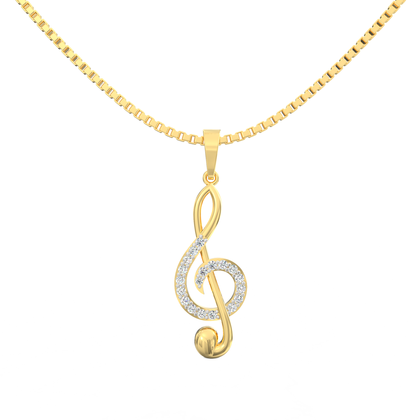 Musical Clef Pendant in 18K Micron Plated 925 Silver with Lab Diamonds