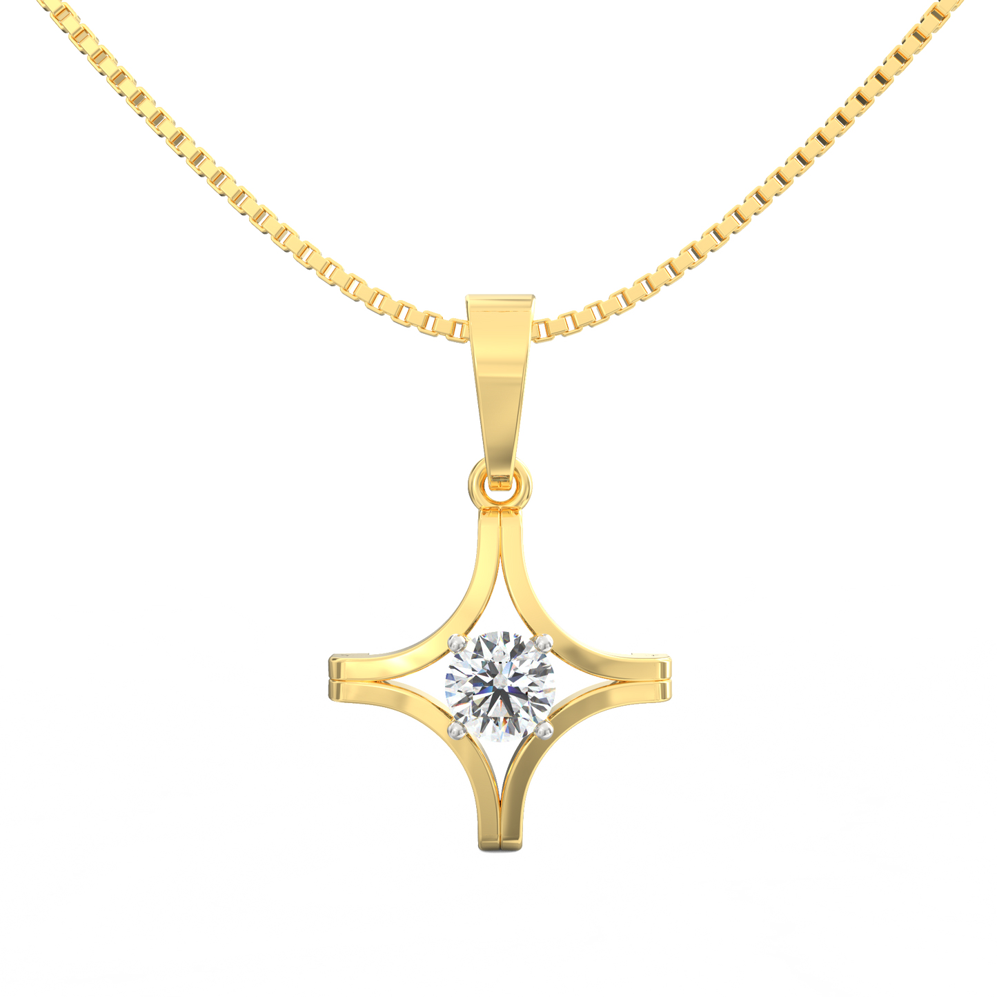 Starbeam Solitaire Pendant with 0.20 Ct Diamond in 18K Gold Micron Plated Finish