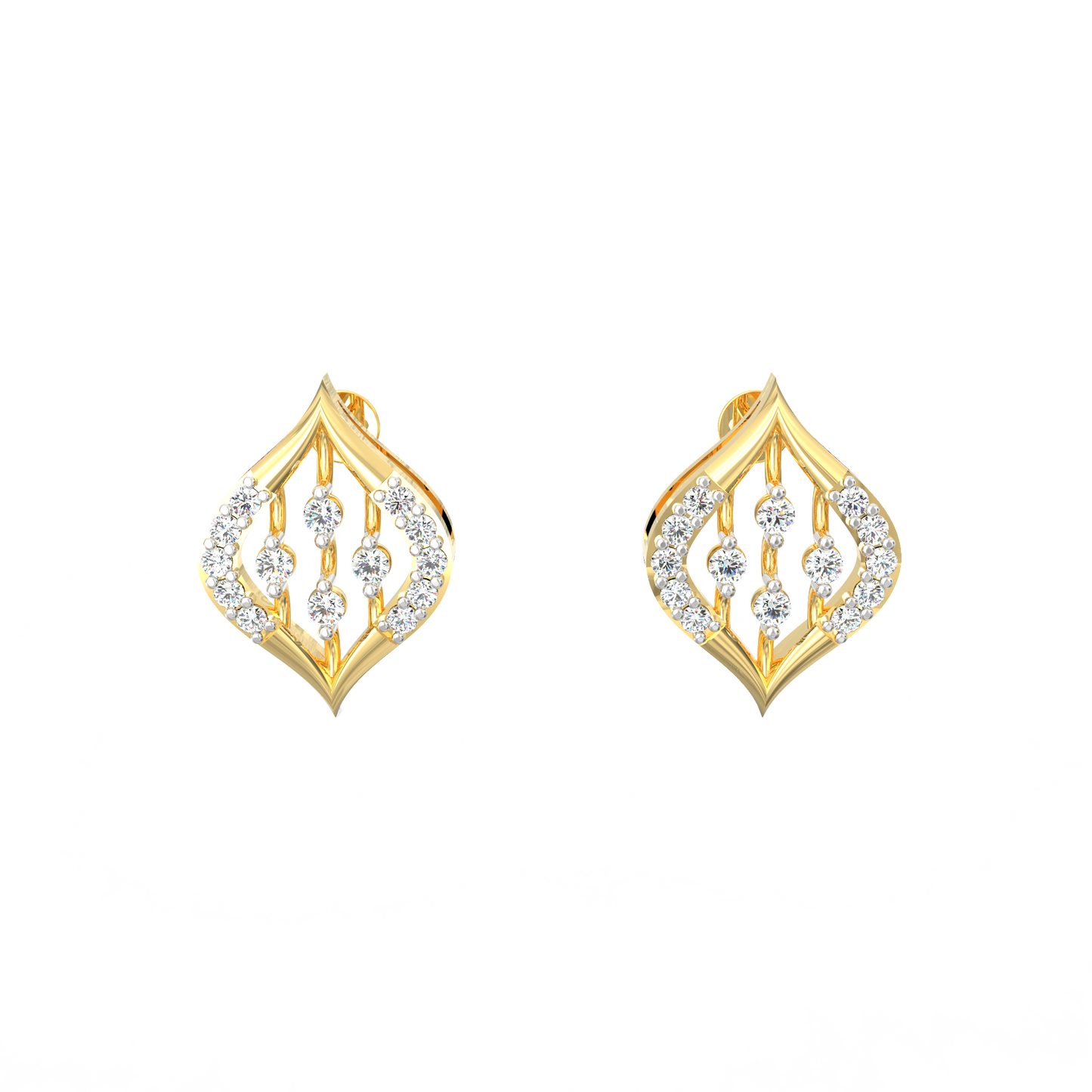 Sparkling Petal Drop Earrings in 925 Silver with 0.35 Ct Lab Diamonds