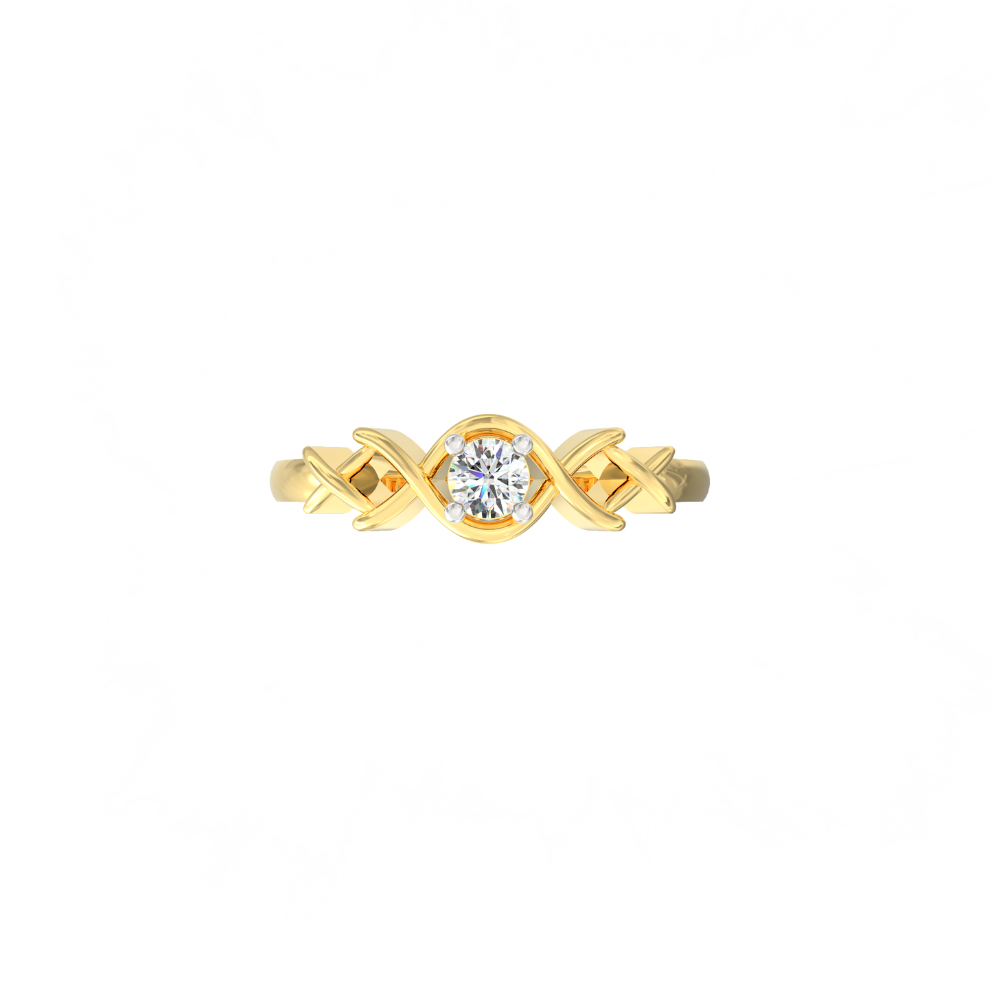 Twist Lace Solitaire Ring in 925 Silver and 18K Gold Plated
