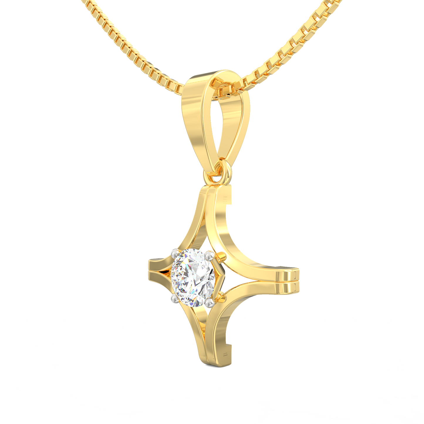Starbeam Solitaire Pendant with 0.20 Ct Diamond in 18K Gold Micron Plated Finish