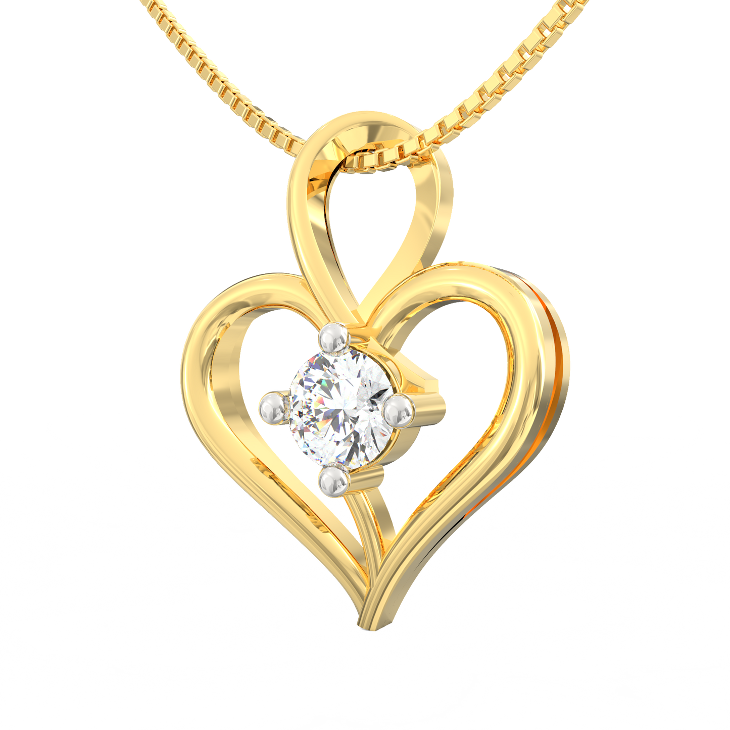 Heartfelt Solitaire Pendant in 18K Micron Plated Gold with 0.22 Ct Diamond