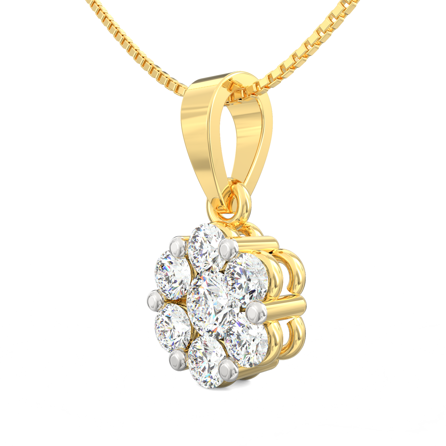 Floral Diamond Pendant in 925 Sterling Silver with 18K Micron Plated Yellow Gold