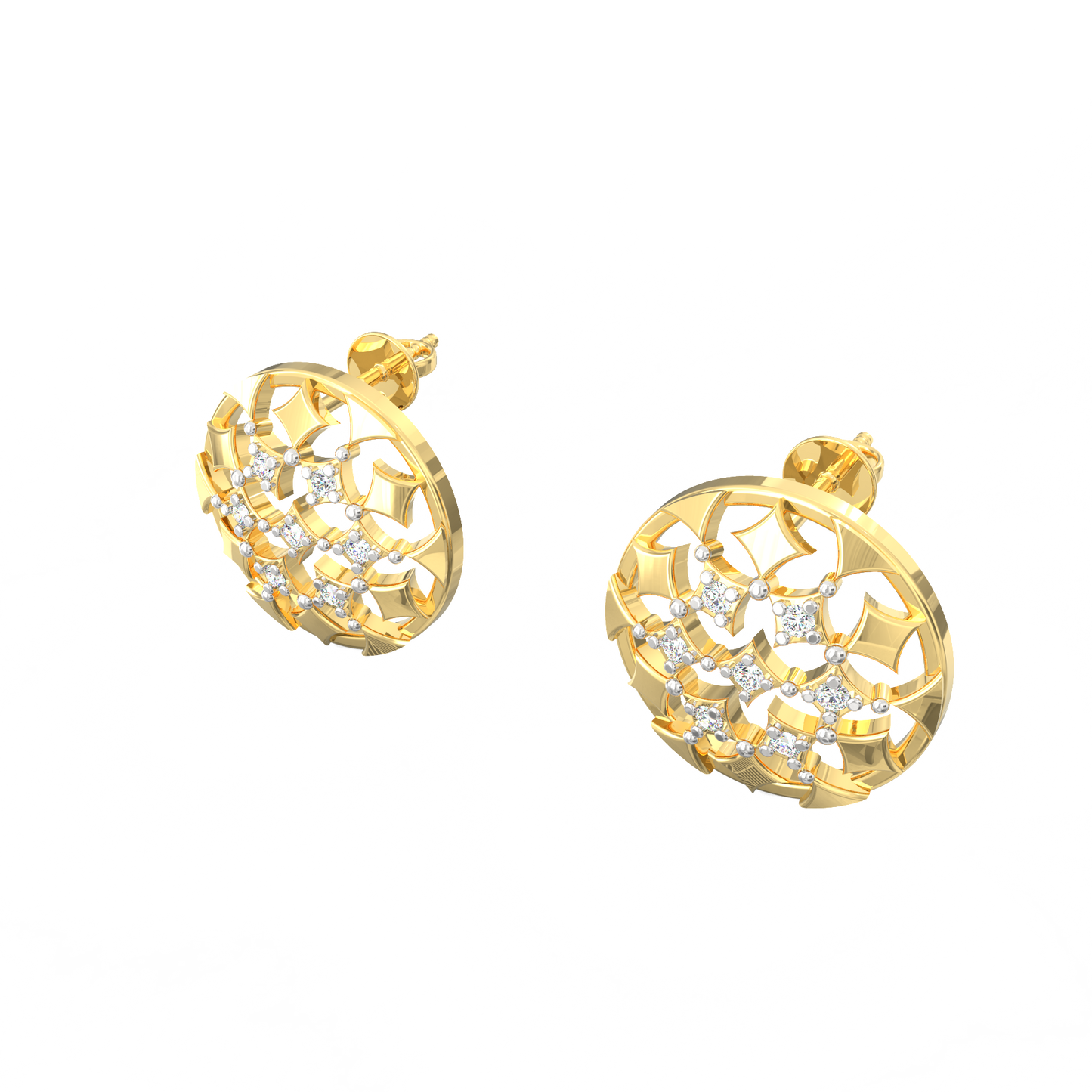 Dahlia 925 Silver Earrings with Lab-Grown Diamonds 18K Micron Plated