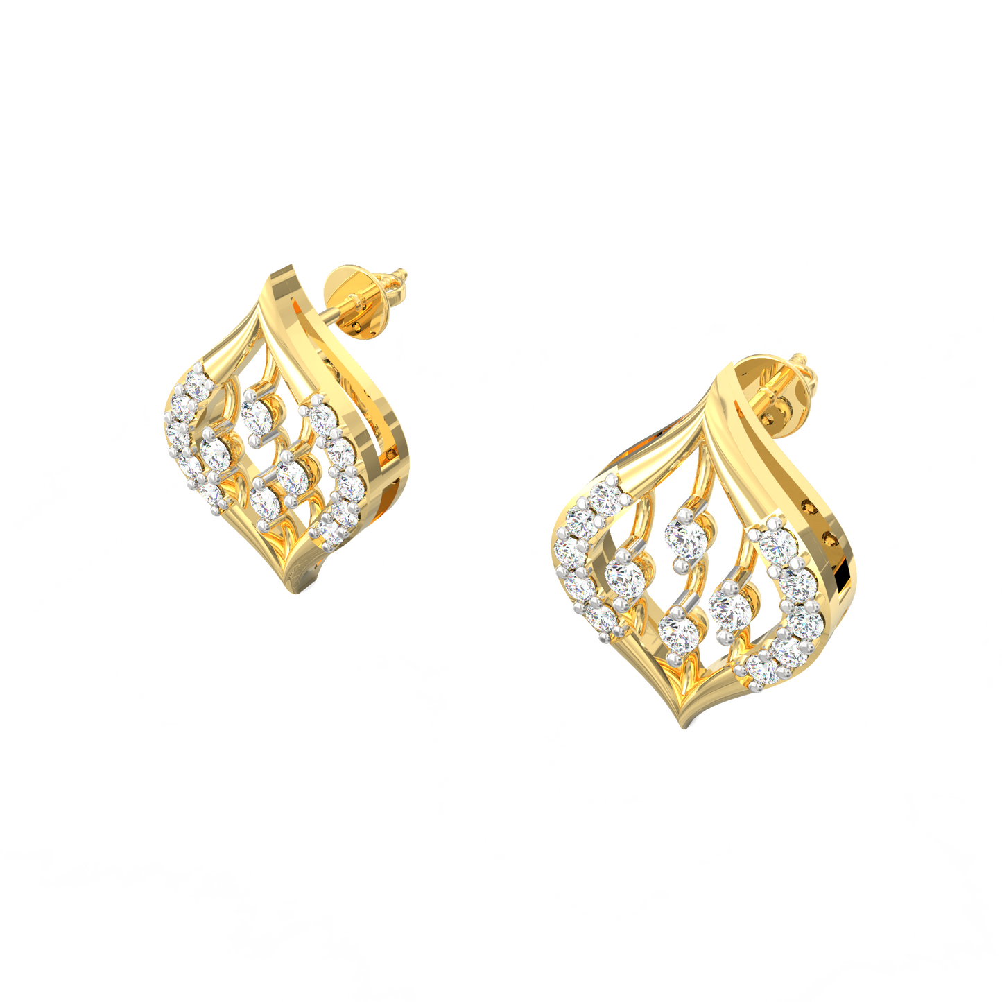 Sparkling Petal Drop Earrings in 925 Silver with 0.35 Ct Lab Diamonds
