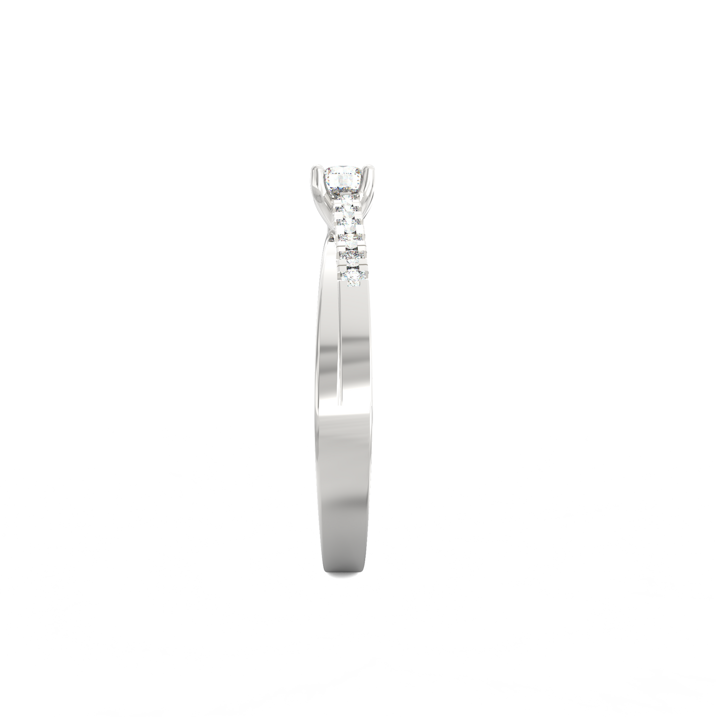 Shimmer Band Solitaire Ring in 925 Silver with Rhodium Plating