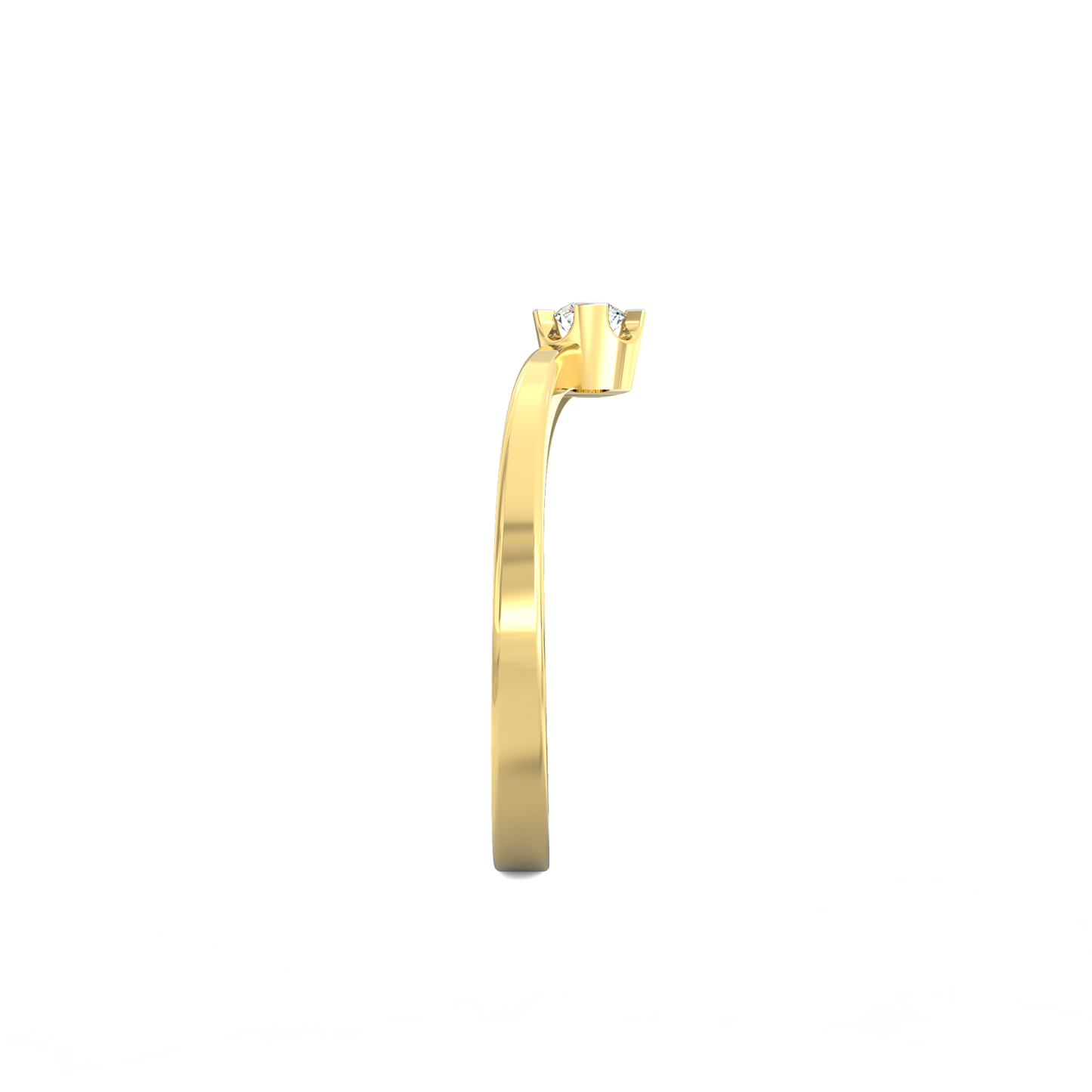 Petite Clasp Solitaire Ring in 925 Silver with 18K Micron Plated Yellow Gold