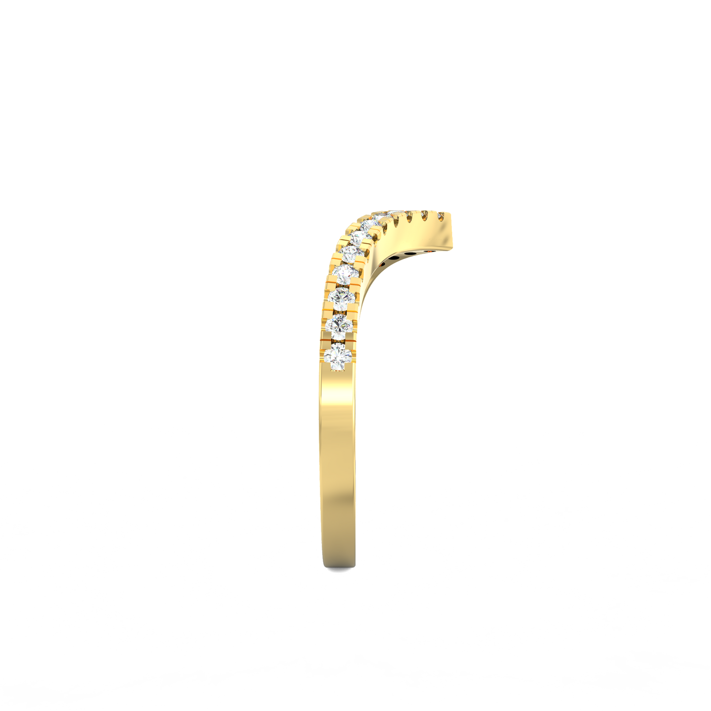 V-Gleam Diamond Band in 925 Silver with 18K Micron Plated Yellow Gold