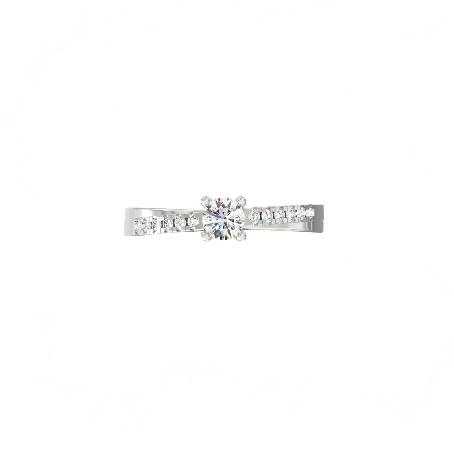 Shimmer Band Solitaire Ring in 925 Silver with Rhodium Plating