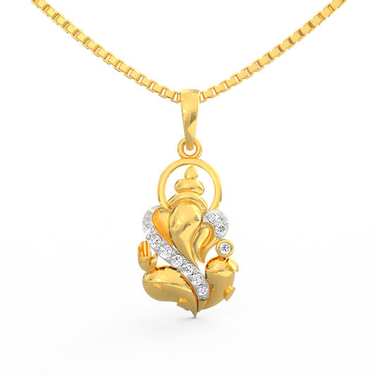 Ganesh 925 Sterling Silver Gold Plated Pendant