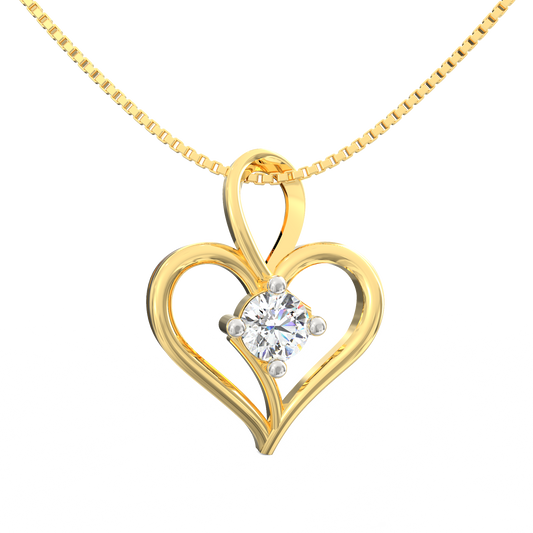 Heartfelt Solitaire Pendant in 18K Micron Plated Gold with 0.22 Ct Diamond