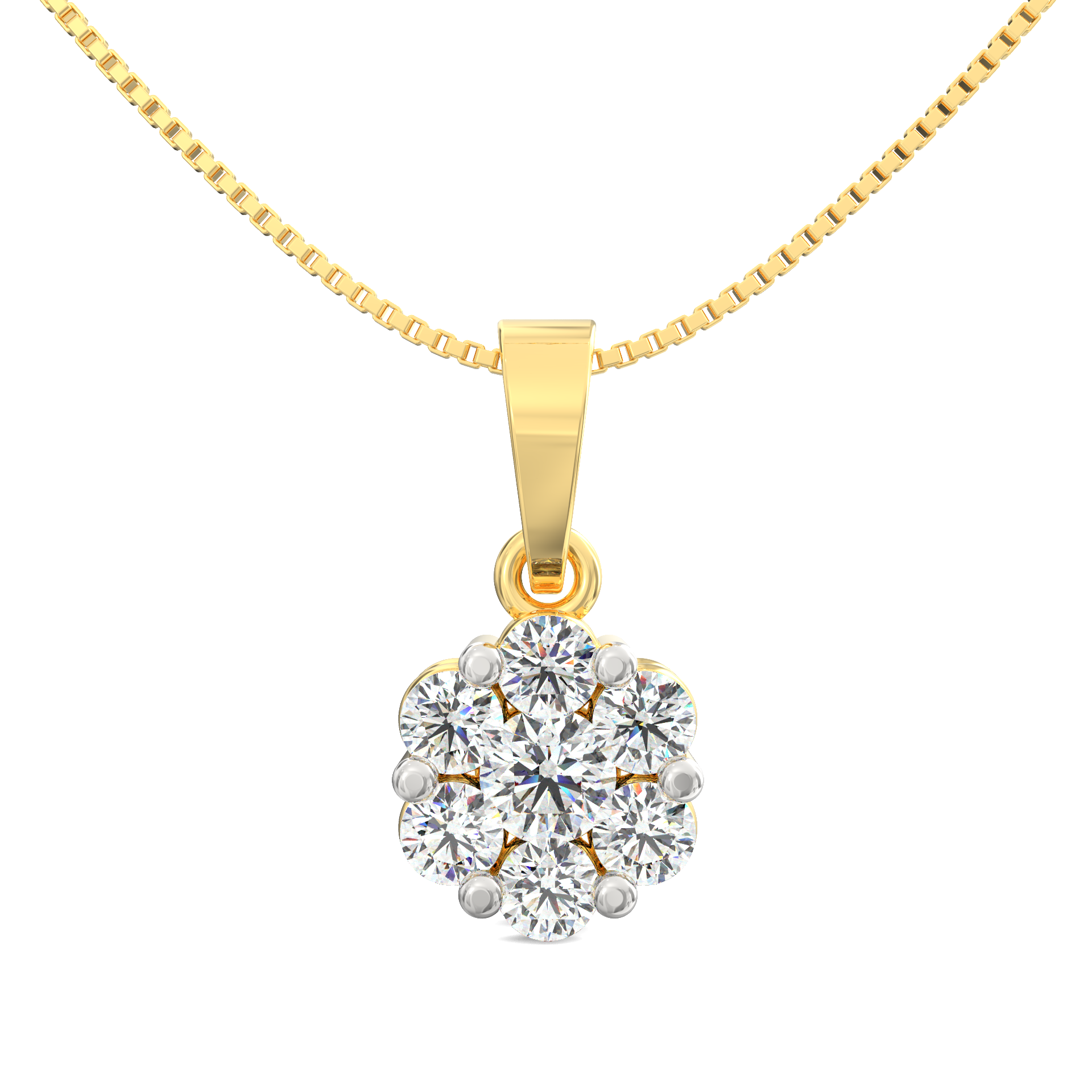 Floral Diamond Pendant in 925 Sterling Silver with 18K Micron Plated Yellow Gold