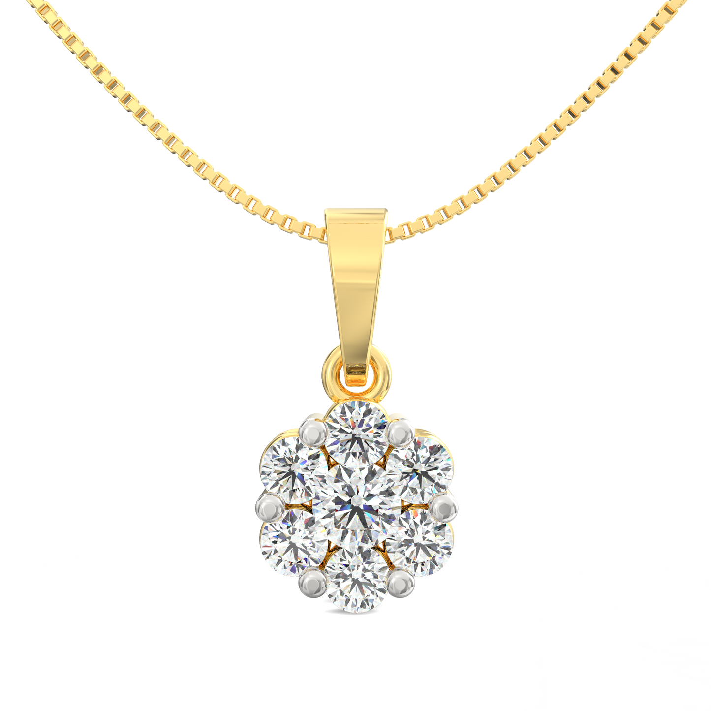 Floral Diamond Pendant in 925 Sterling Silver with 18K Micron Plated Yellow Gold