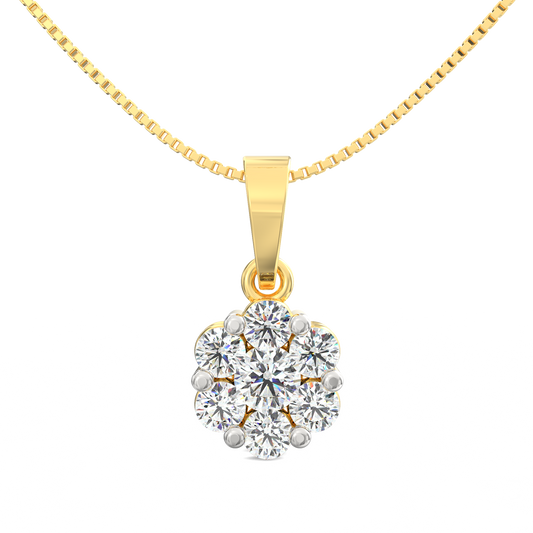 Floral Diamond Pendant in 925 Sterling Silver with 18K Micron Plated Yellow Gold