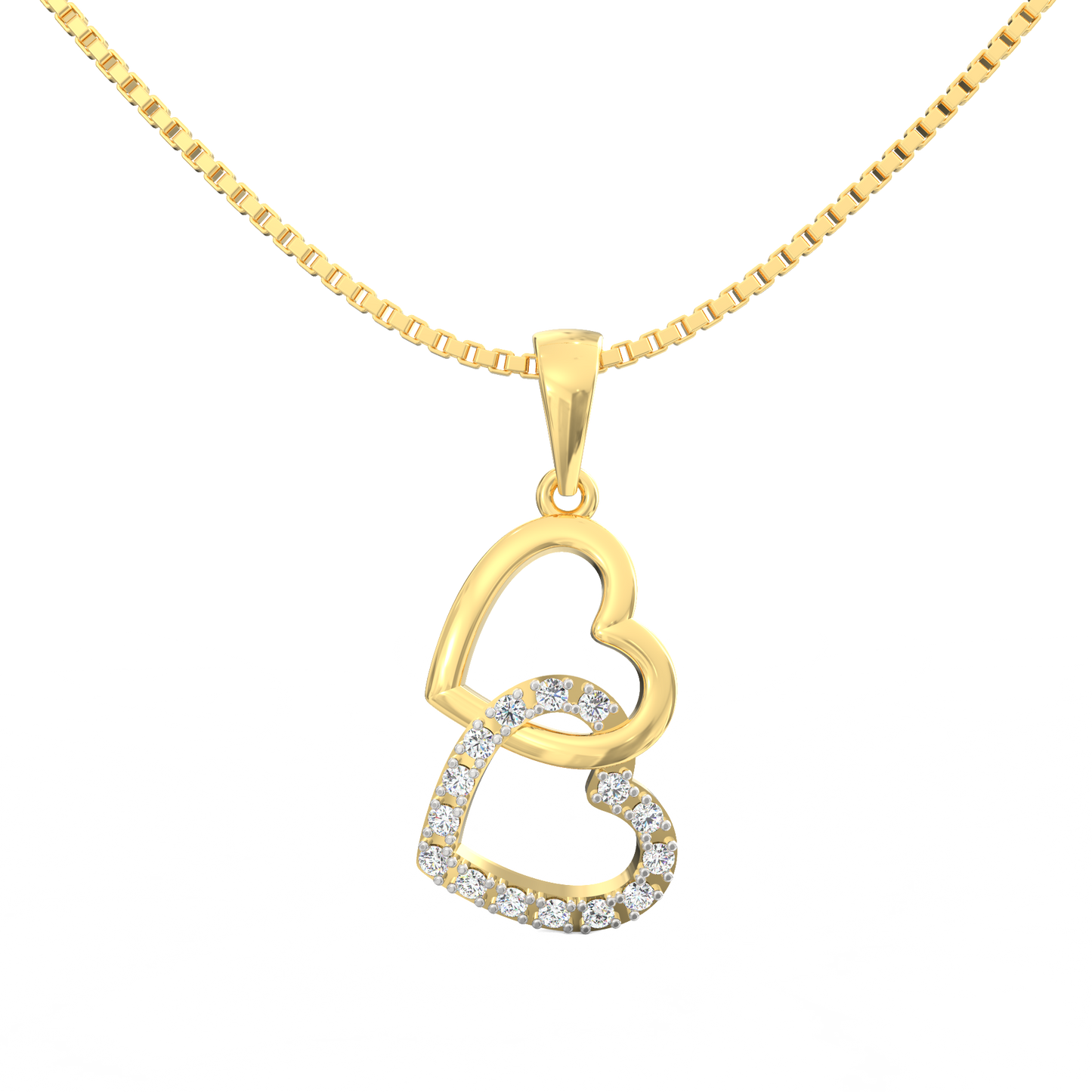 Forever Entwined Heart Pendant in 18K Micron Plated Yellow Gold with 0.15 Ct Diamonds
