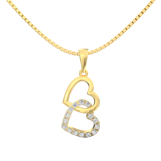 Forever Entwined Heart Pendant in 18K Micron Plated Yellow Gold with 0.15 Ct Diamonds