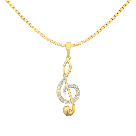 Musical Clef Pendant in 18K Micron Plated 925 Silver with Lab Diamonds