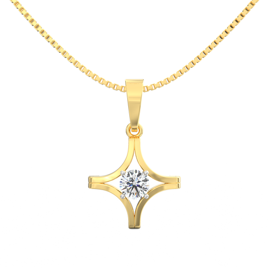 Starbeam Solitaire Pendant with 0.20 Ct Diamond in 18K Gold Micron Plated Finish