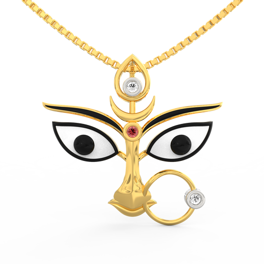 Maa Durga 18K Gold Plated Sterling Silver Pendant