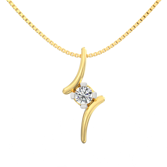 Curved Solitaire Pendant with 0.22 Ct Diamond in 18K Micron Plated Finish