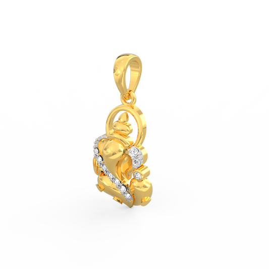 Ganesh 925 Sterling Silver Gold Plated Pendant