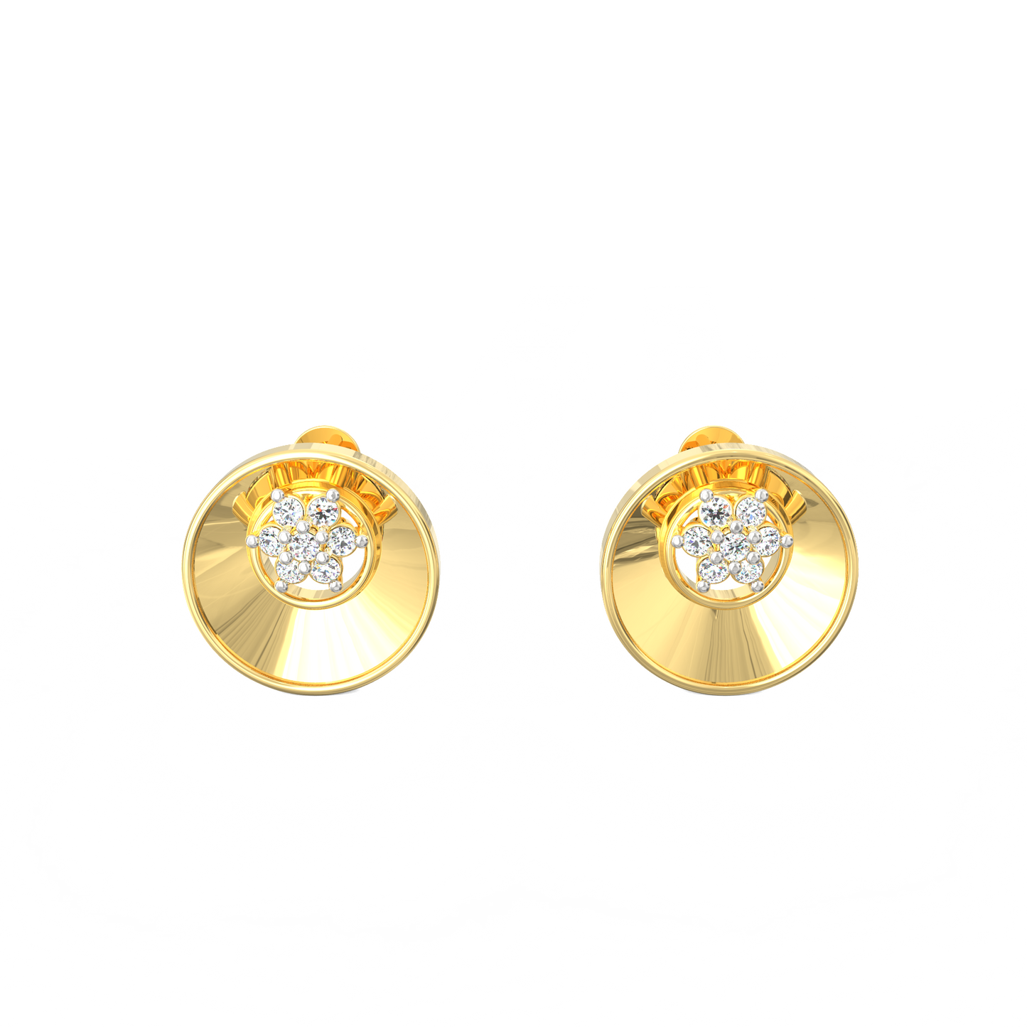 Floral Dome Cluster Earrings in 925 Silver with 18K Micron Plated Finish