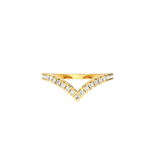 V-Gleam Diamond Band in 925 Silver with 18K Micron Plated Yellow Gold