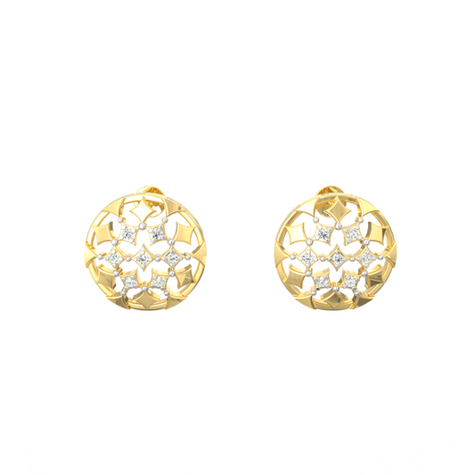 Dahlia 925 Silver Earrings with Lab-Grown Diamonds 18K Micron Plated