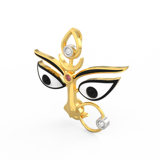 Maa Durga 18K Gold Plated Sterling Silver Pendant