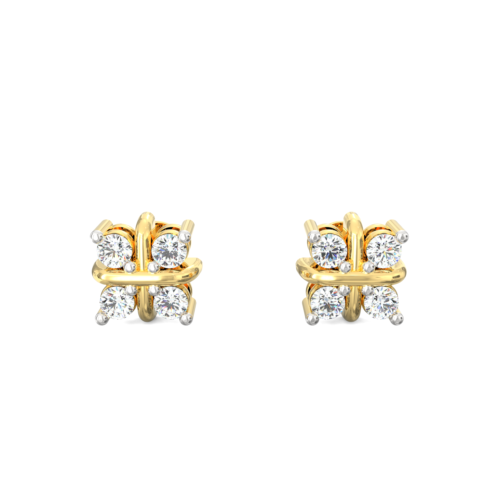 Criss-Cross 925 Silver Lab grown Diamond Stud Earrings – 0.24 Ct, 18K Micron Plated