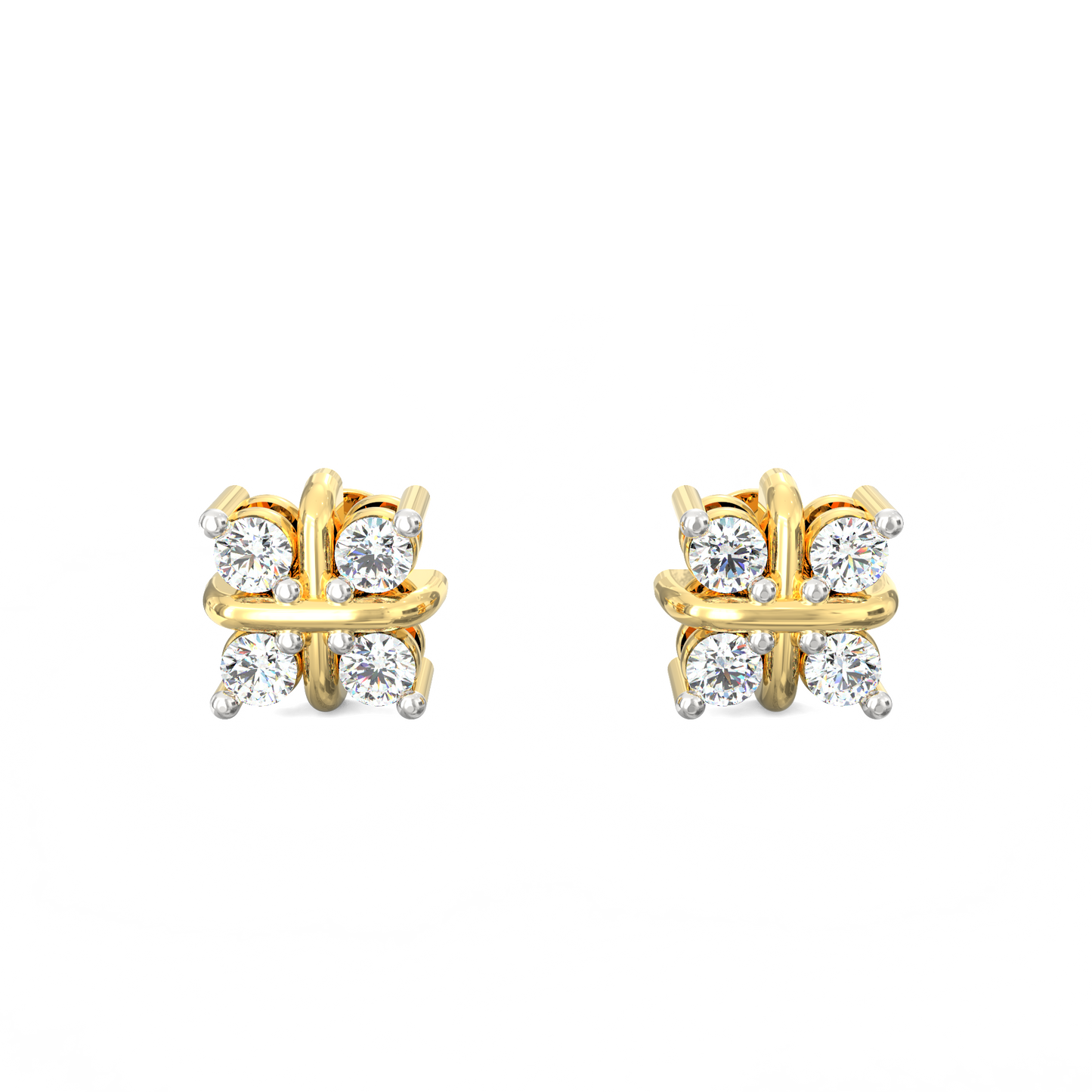 Criss-Cross 925 Silver Lab grown Diamond Stud Earrings – 0.24 Ct, 18K Micron Plated
