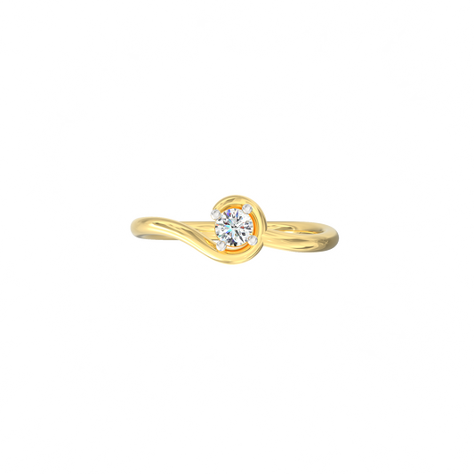 Whirl Whisper Solitaire Ring in Silver with Micron Gold Finish