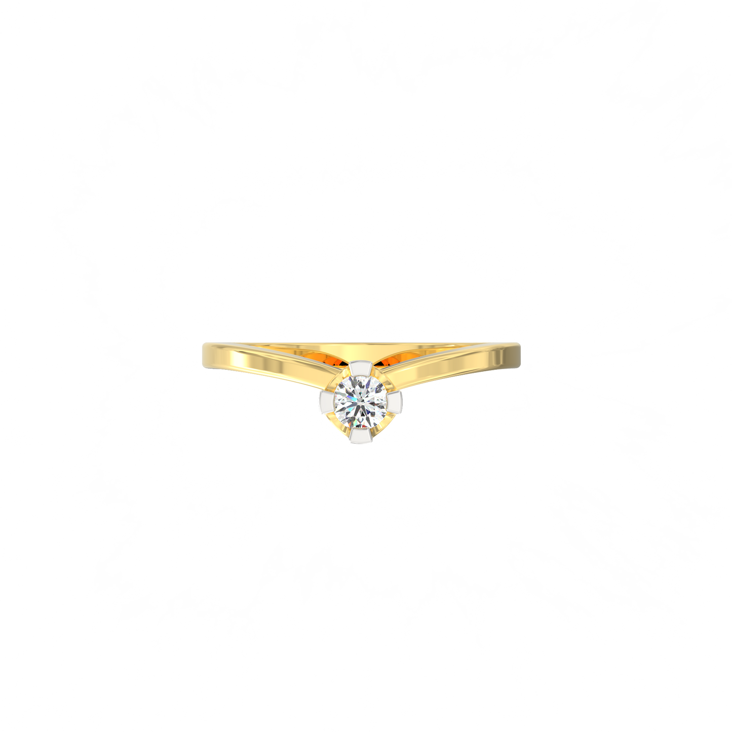 Petite Clasp Solitaire Ring in 925 Silver with 18K Micron Plated Yellow Gold