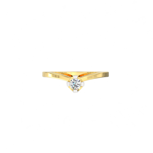 Petite Clasp Solitaire Ring in 925 Silver with 18K Micron Plated Yellow Gold