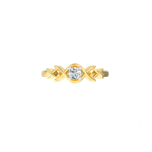 Twist Lace Solitaire Ring in 925 Silver and 18K Gold Plated