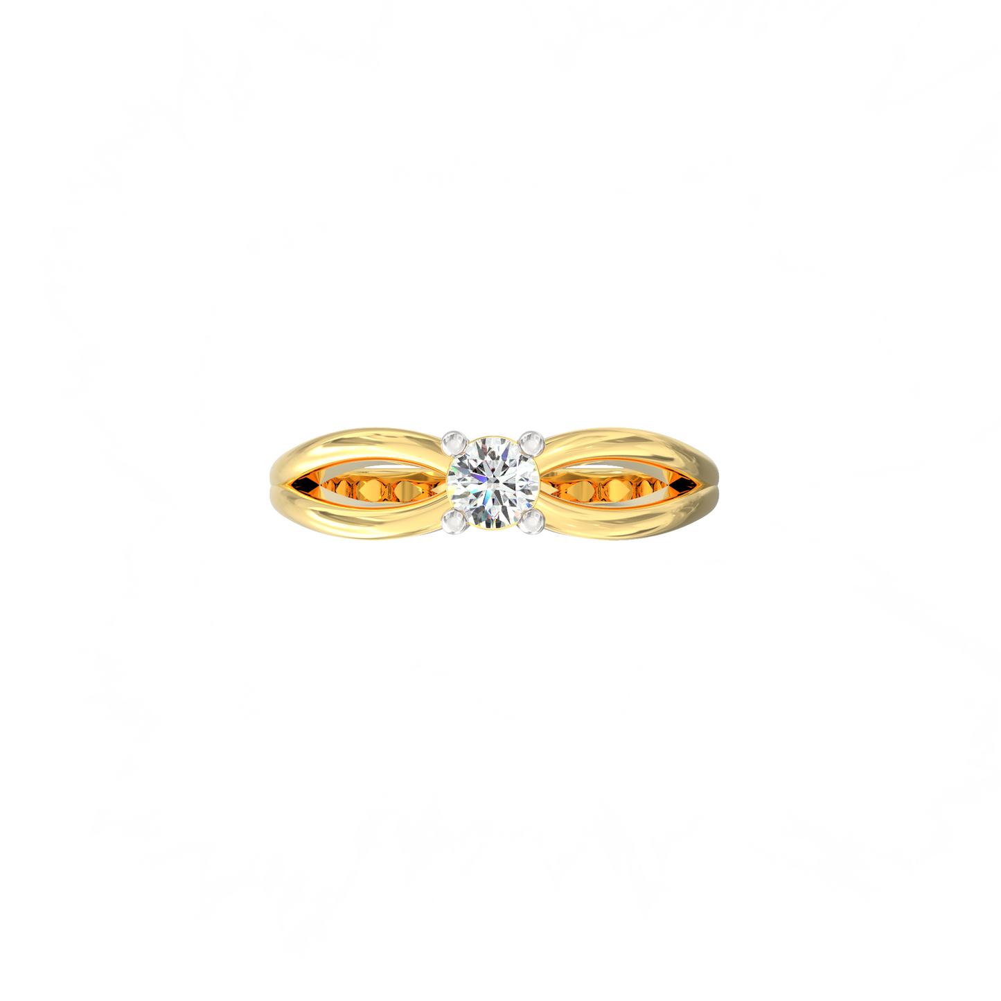 Criss-Center Solitaire Ring in 925 Silver and 18K Gold Plated
