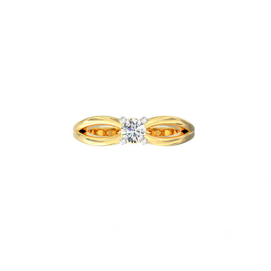 Criss-Center Solitaire Ring in 925 Silver and 18K Gold Plated