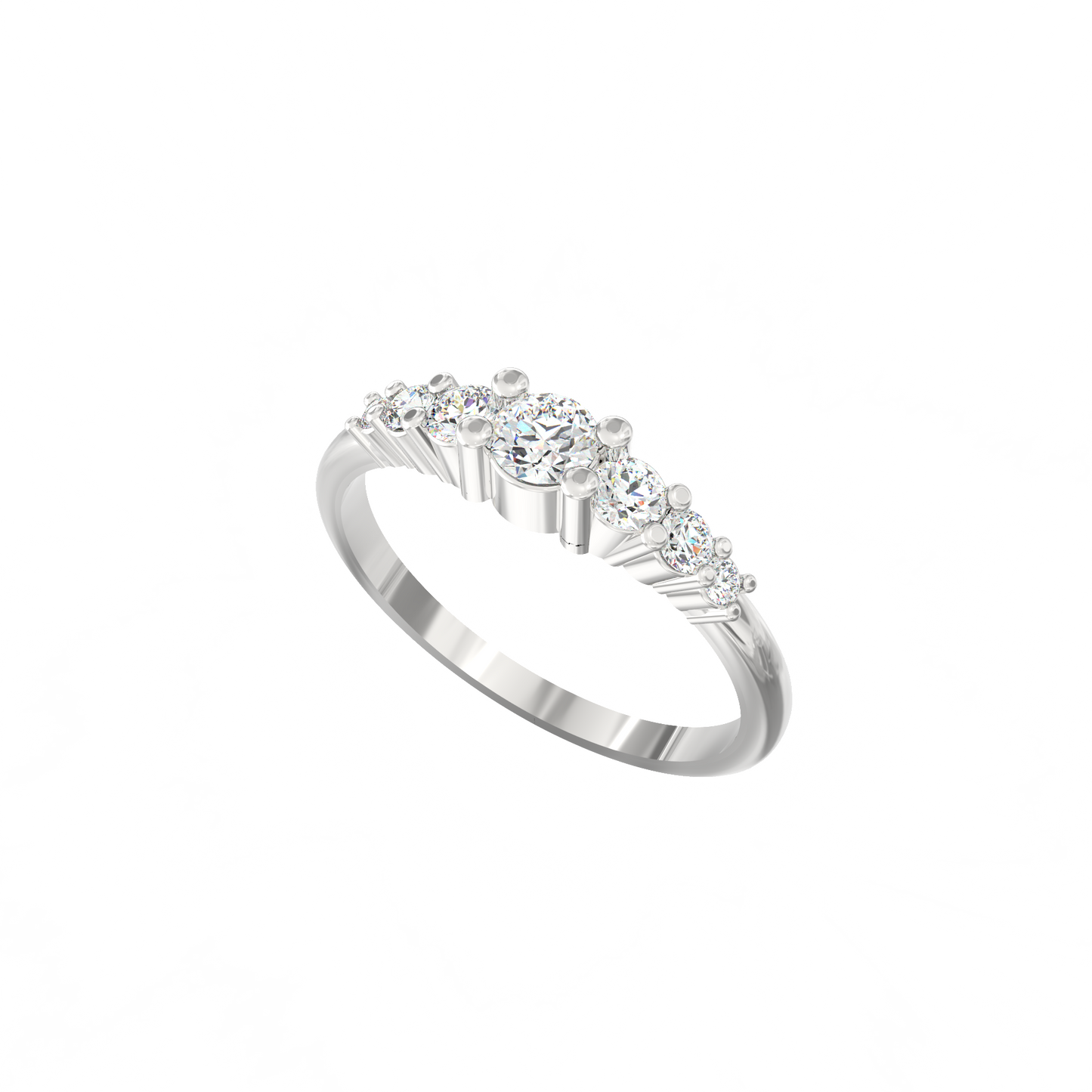 Tapered Diamond Band in 925 Silver with Lab-Grown Sparkle