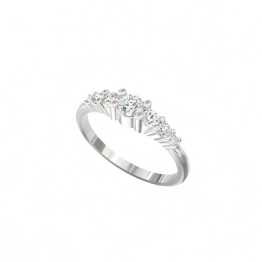 Tapered Diamond Band in 925 Silver with Lab-Grown Sparkle