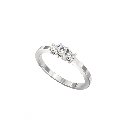 Three Spark Labgrown Diamond Ring in 925 Sterling Silver