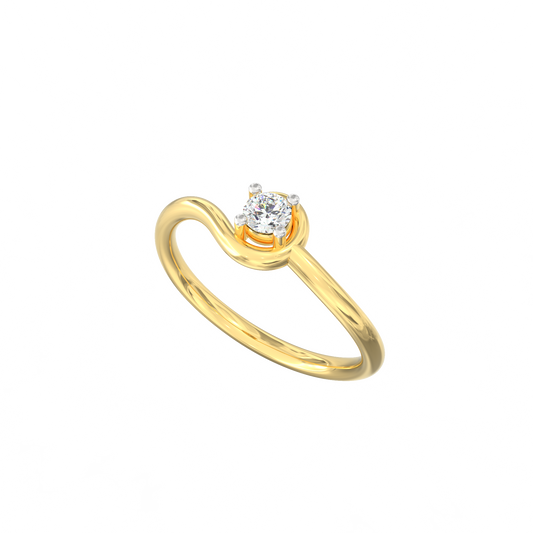 Whirl Whisper Solitaire Ring in Silver with Micron Gold Finish