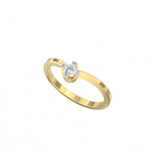 Petite Clasp Solitaire Ring in 925 Silver with 18K Micron Plated Yellow Gold