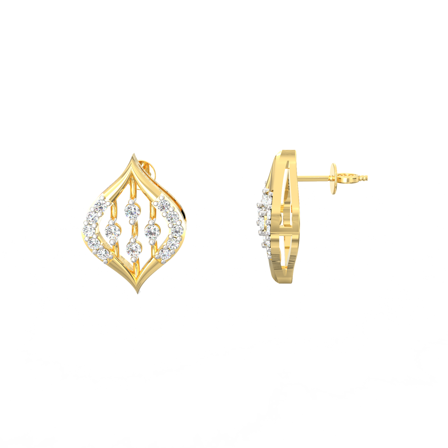 Sparkling Petal Drop Earrings in 925 Silver with 0.35 Ct Lab Diamonds