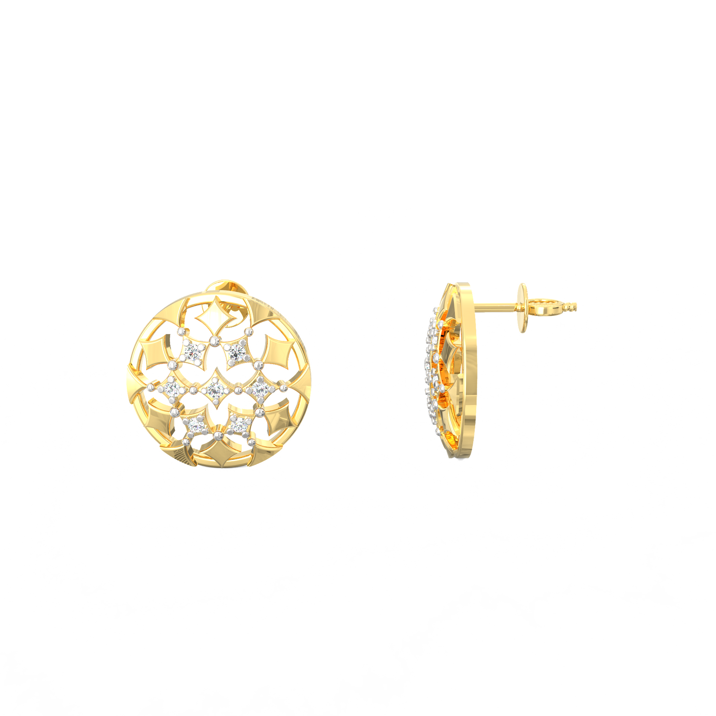 Dahlia 925 Silver Earrings with Lab-Grown Diamonds 18K Micron Plated