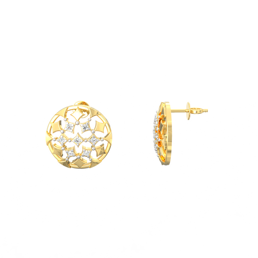 Dahlia 925 Silver Earrings with Lab-Grown Diamonds 18K Micron Plated