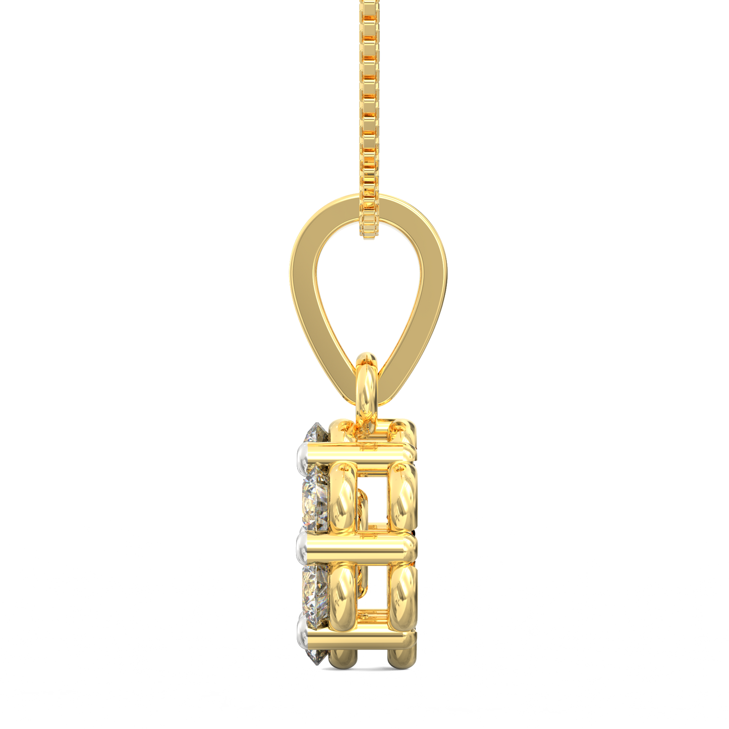 Floral Diamond Pendant in 925 Sterling Silver with 18K Micron Plated Yellow Gold