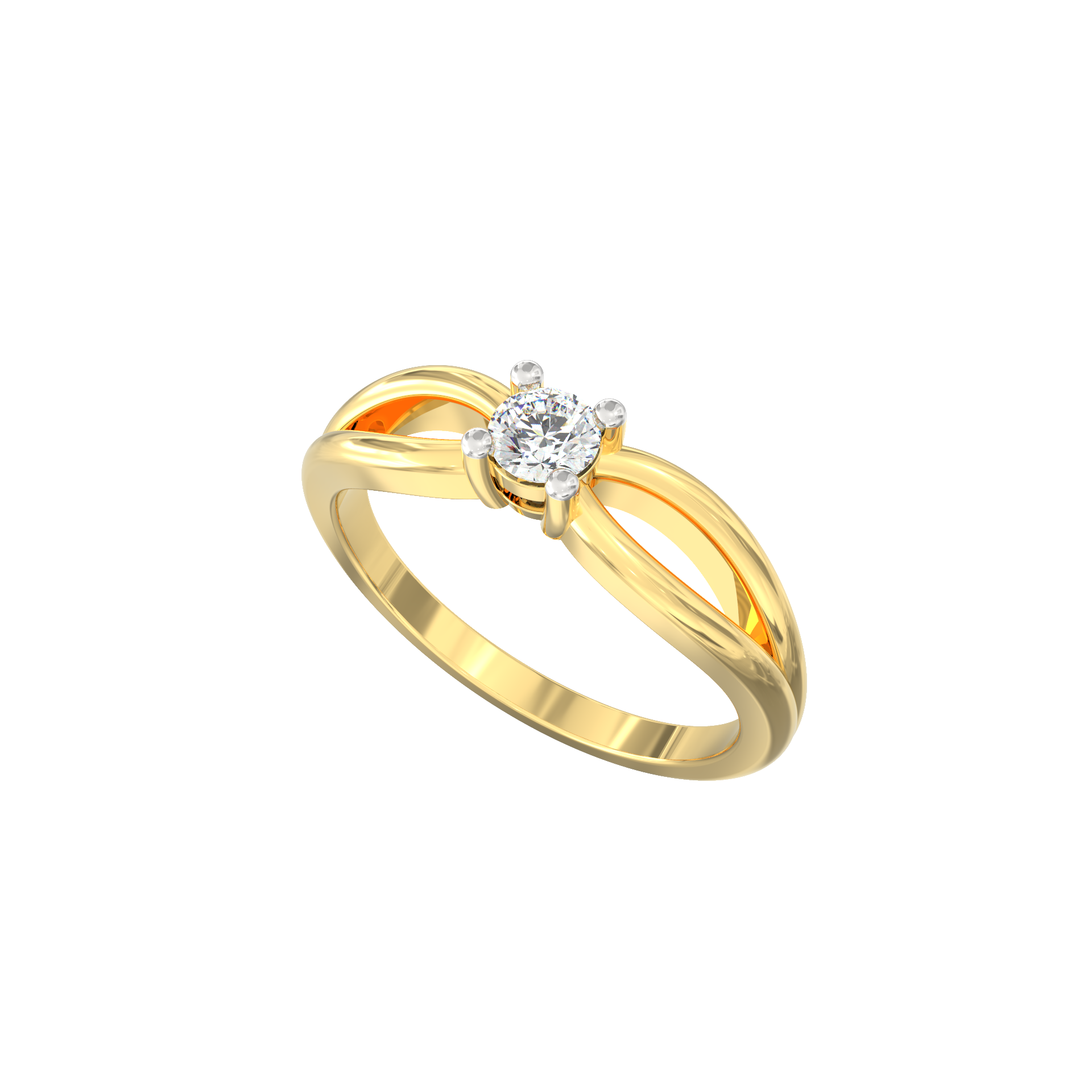 Criss-Center Solitaire Ring in 925 Silver and 18K Gold Plated